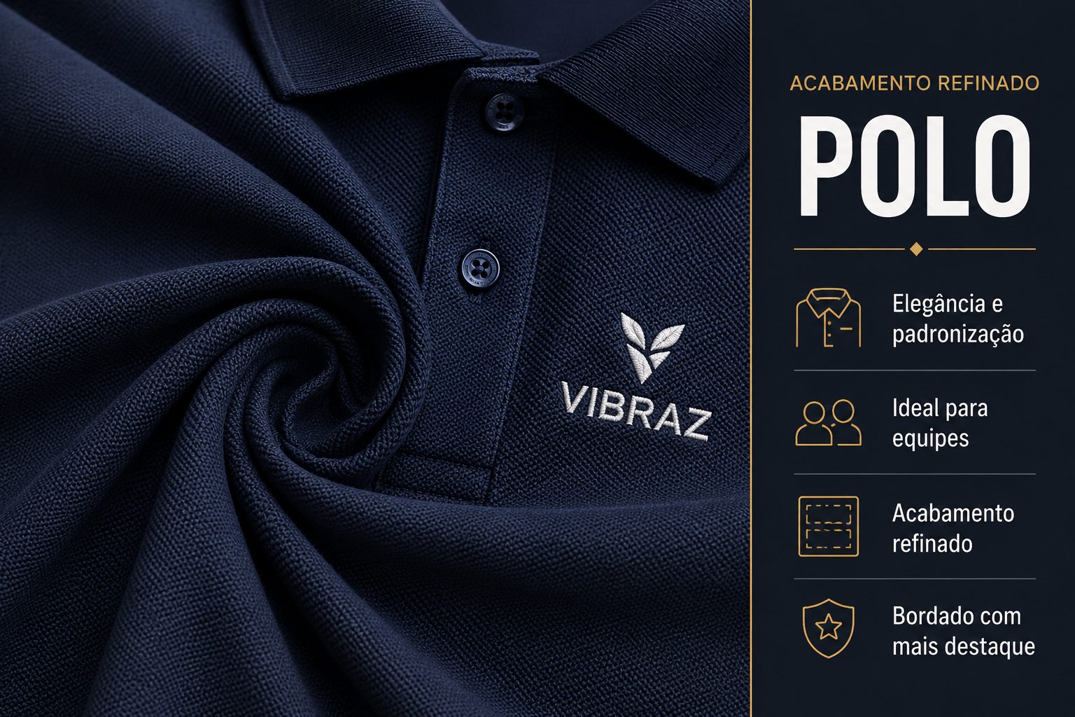 Polo preta com bordado VIBRAZ